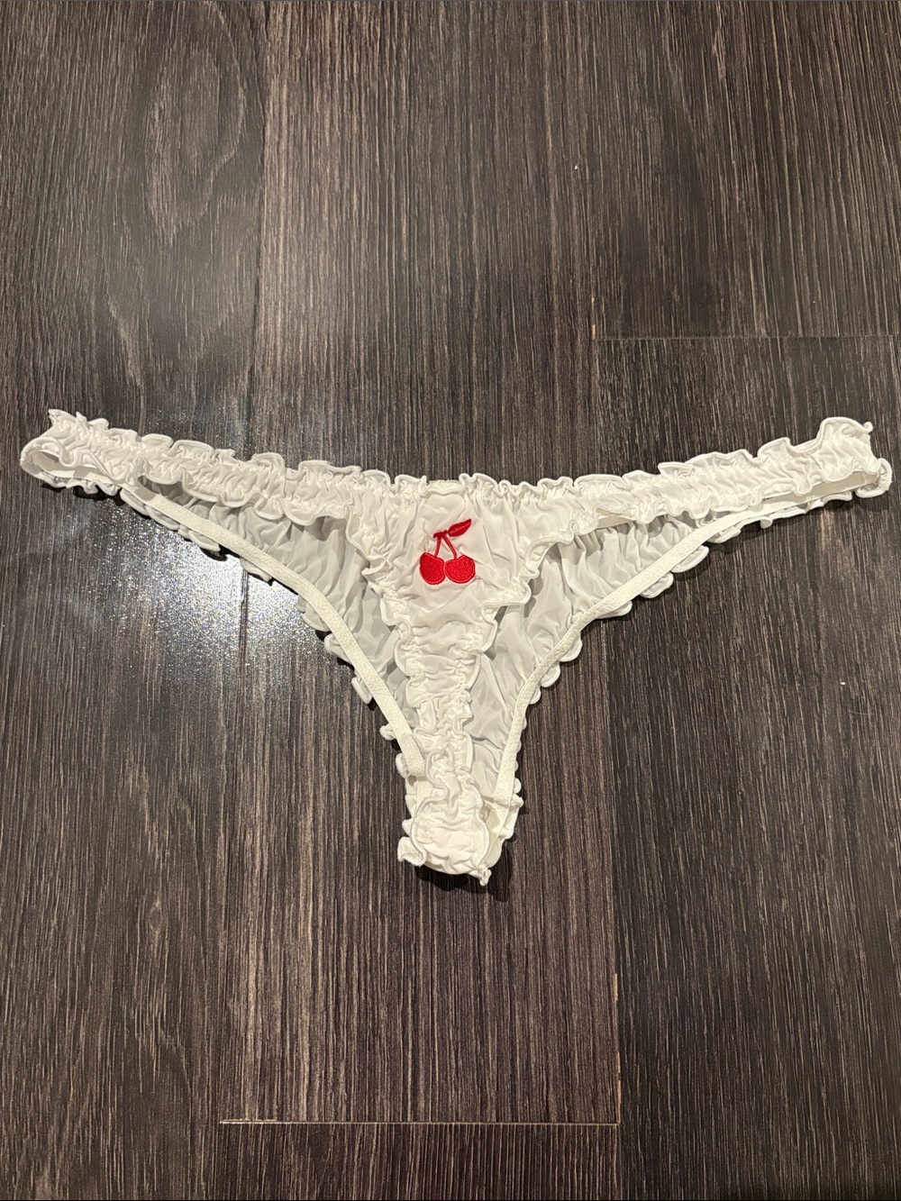 Fruity booty SSENSE Exclusive White Cherry Ruffle Thong never worn